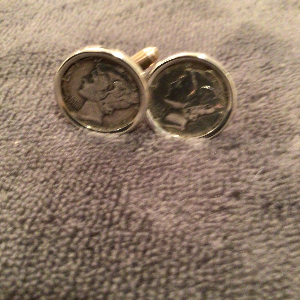 Mercury Liberty silver dime cuff links